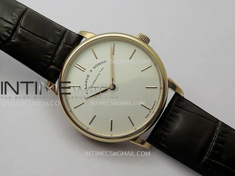 Saxonia Thin 211.026 RG SVF Best Edition Silver dial On Black Leather Strap A2892